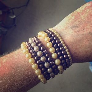 Brown and gold pearl bracelets
